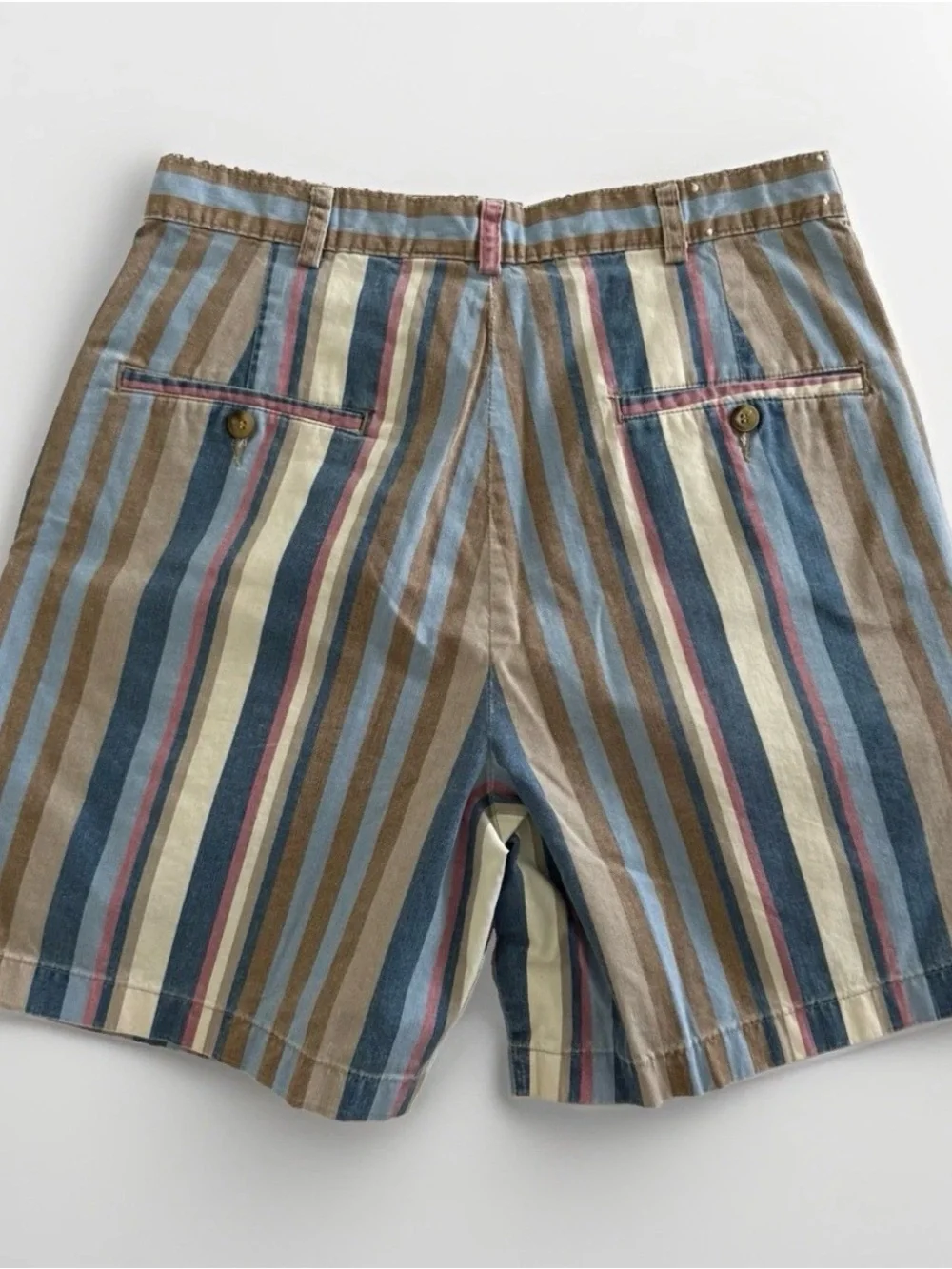 Vintage Ruff Hewn Striped Pleated Men’s Shorts Size 32 X 7” Granpa Chic 80s 90s